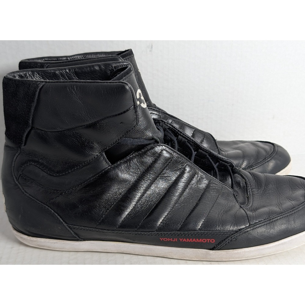 Adidas Y-3 Yohji Yamamoto High Top Leather Sneakers Black Men's US 11.5